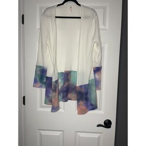 Red lolly cardigan Sweater medium white with pink green purple tie dye